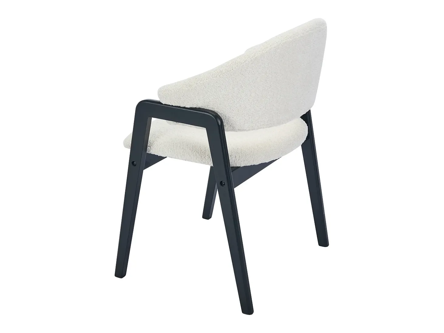 Conjunto de 2 sillas con reposabrazos en tejido bouclé y madera de caucho - Blanco y negro - SOLUNA