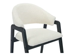 Conjunto de 2 sillas con reposabrazos en tejido bouclé y madera de caucho - Blanco y negro - SOLUNA