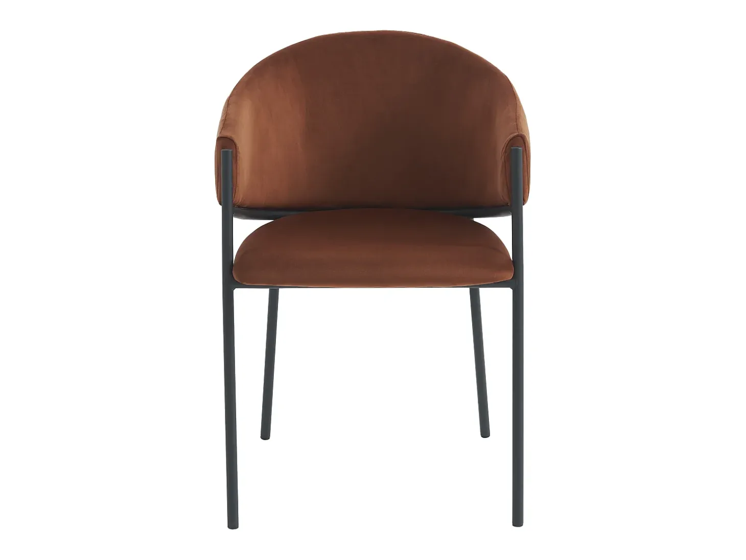 Conjunto de 6 sillas con reposabrazos de terciopelo y metal negro - Terracota - ORDIDA