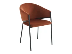 Conjunto de 6 sillas con reposabrazos de terciopelo y metal negro - Terracota - ORDIDA