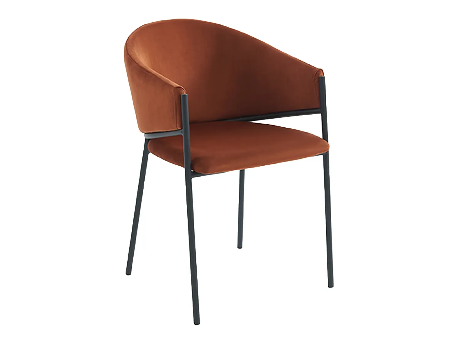 Conjunto de 6 sillas con reposabrazos de terciopelo y metal negro - Terracota - ORDIDA