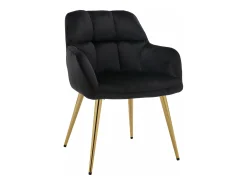 Conjunto de 6 sillas con reposabrazos de terciopelo y metal dorado - Negro - PEGA