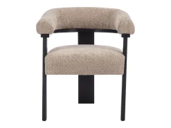 Conjunto de 2 sillas con reposabrazos en tela bouclé y madera de hevea - Topo y negro - LIVELIA