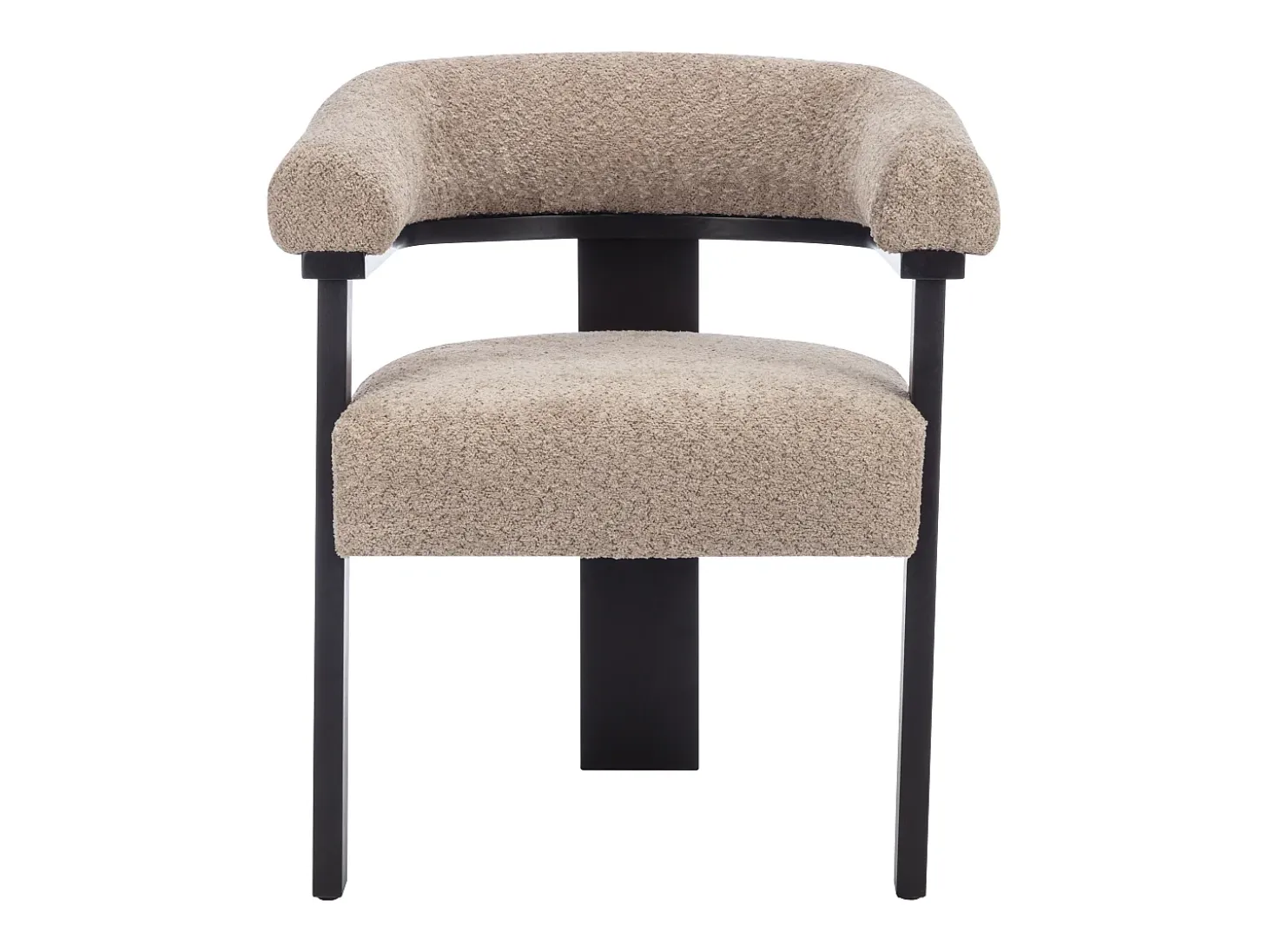 Conjunto de 2 sillas con reposabrazos en tela bouclé y madera de hevea - Topo y negro - LIVELIA