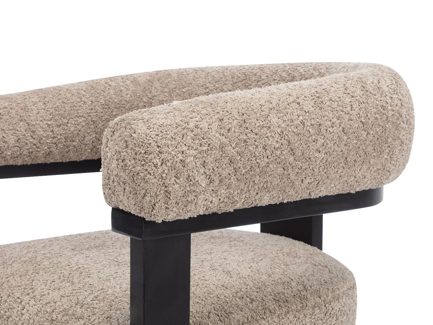 Conjunto de 2 sillas con reposabrazos en tela bouclé y madera de hevea - Topo y negro - LIVELIA