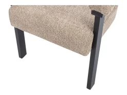 Conjunto de 2 sillas con reposabrazos en tela bouclé y madera de hevea - Topo y negro - LIVELIA