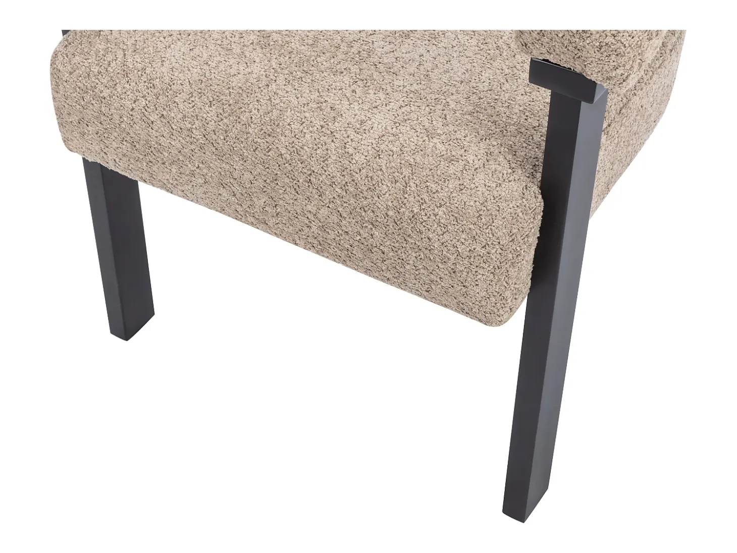 Conjunto de 2 sillas con reposabrazos en tela bouclé y madera de hevea - Topo y negro - LIVELIA