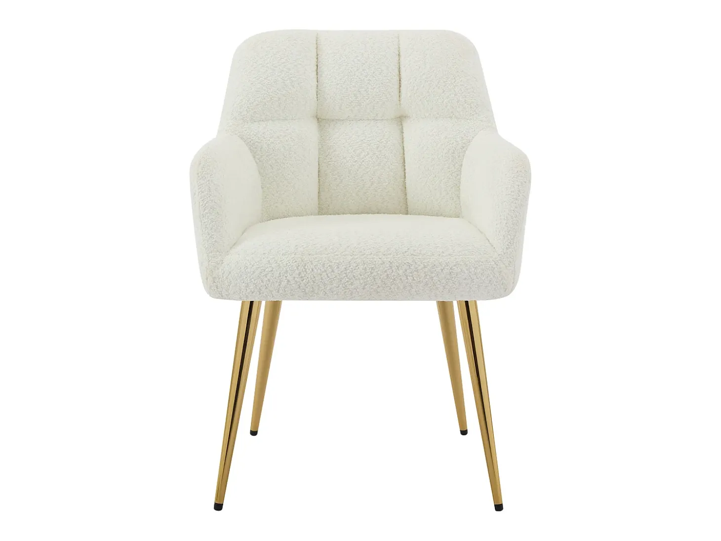 Conjunto de 6 sillas con reposabrazos - Tela de bouclé y metal dorado - Blanco - PEGA