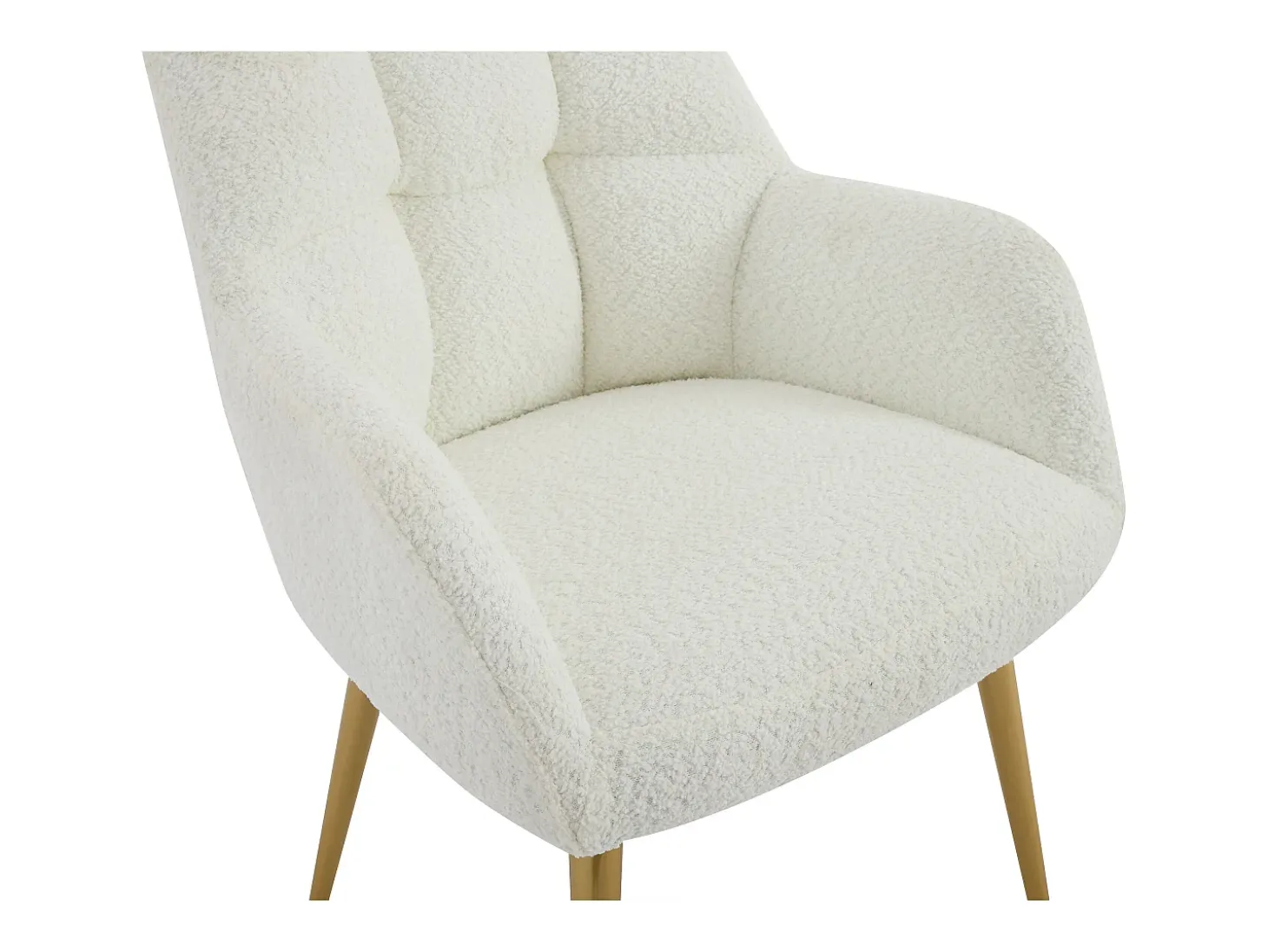 Conjunto de 6 sillas con reposabrazos - Tela de bouclé y metal dorado - Blanco - PEGA