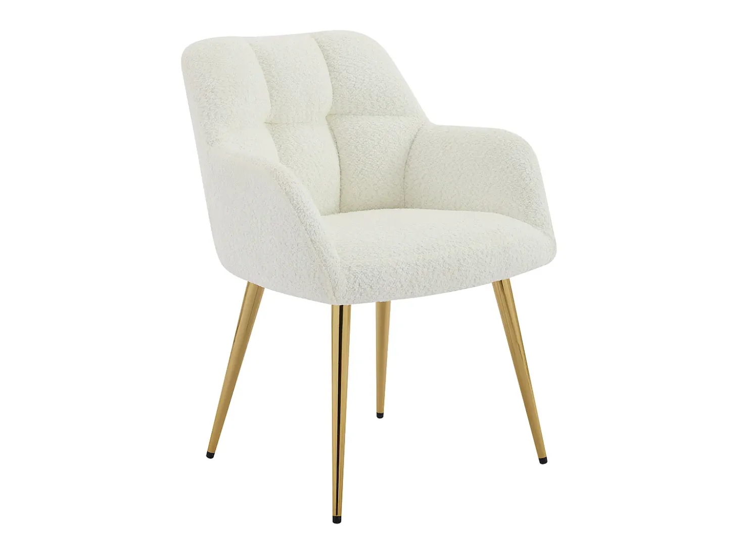 Conjunto de 6 sillas con reposabrazos - Tela de bouclé y metal dorado - Blanco - PEGA