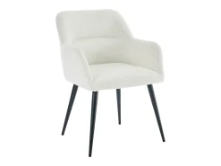 Conjunto de 2 sillas con reposabrazos de tela bouclé y metal negro - Blanco - HEKA