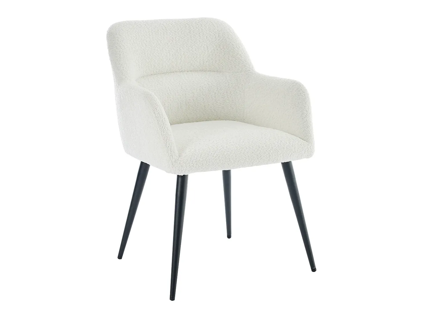 Conjunto de 2 sillas con reposabrazos de tela bouclé y metal negro - Blanco - HEKA