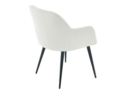 Conjunto de 2 sillas con reposabrazos de tela bouclé y metal negro - Blanco - HEKA
