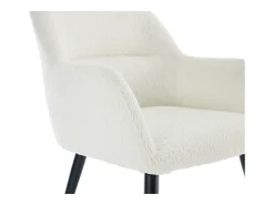 Conjunto de 2 sillas con reposabrazos de tela bouclé y metal negro - Blanco - HEKA