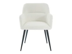 Conjunto de 2 sillas con reposabrazos de tela bouclé y metal negro - Blanco - HEKA