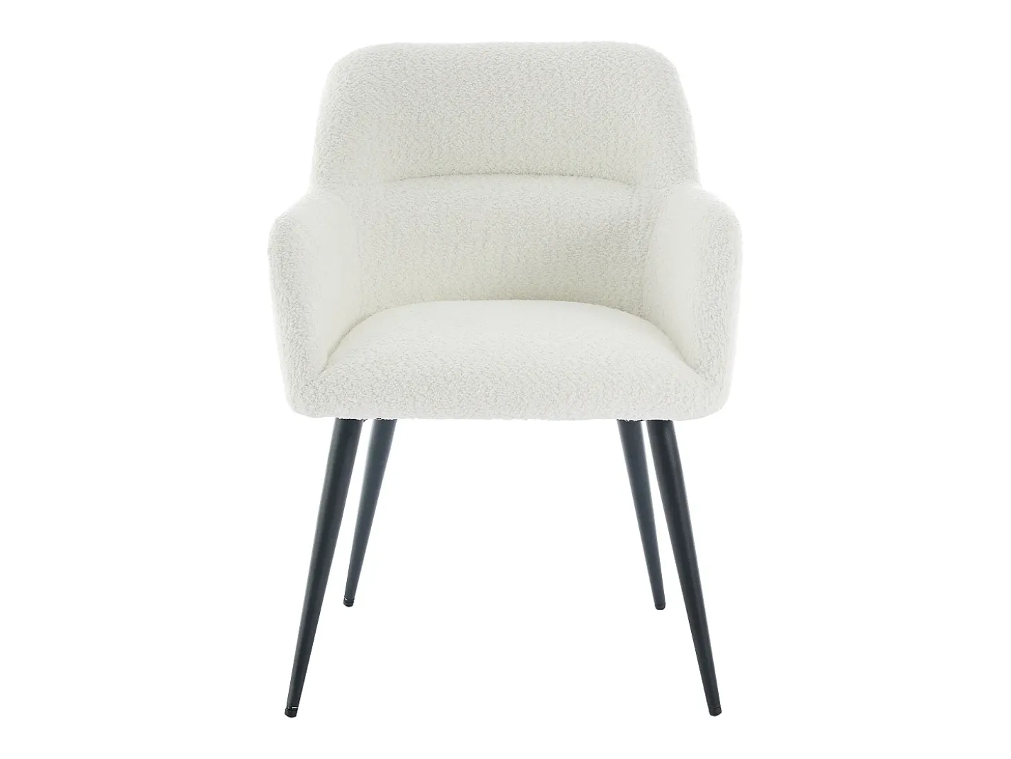 Conjunto de 2 sillas con reposabrazos de tela bouclé y metal negro - Blanco - HEKA