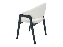 Conjunto de 6 sillas con reposabrazos en tejido bouclé y madera de caucho - Blanco y negro - SOLUNA
