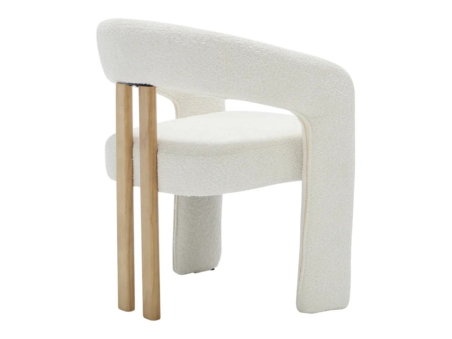 Conjunto de 2 sillas con reposabrazos en tela bouclé y madera de hevea - Blanco - NORETI