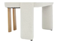 Conjunto de 2 sillas con reposabrazos en tela bouclé y madera de hevea - Blanco - NORETI