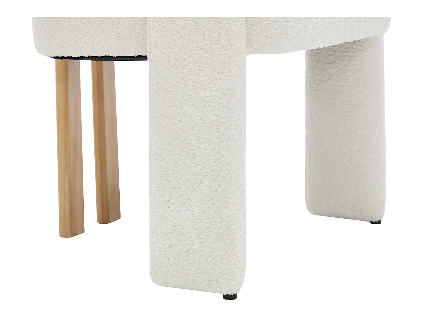 Conjunto de 2 sillas con reposabrazos en tela bouclé y madera de hevea - Blanco - NORETI