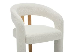 Conjunto de 2 sillas con reposabrazos en tela bouclé y madera de hevea - Blanco - NORETI