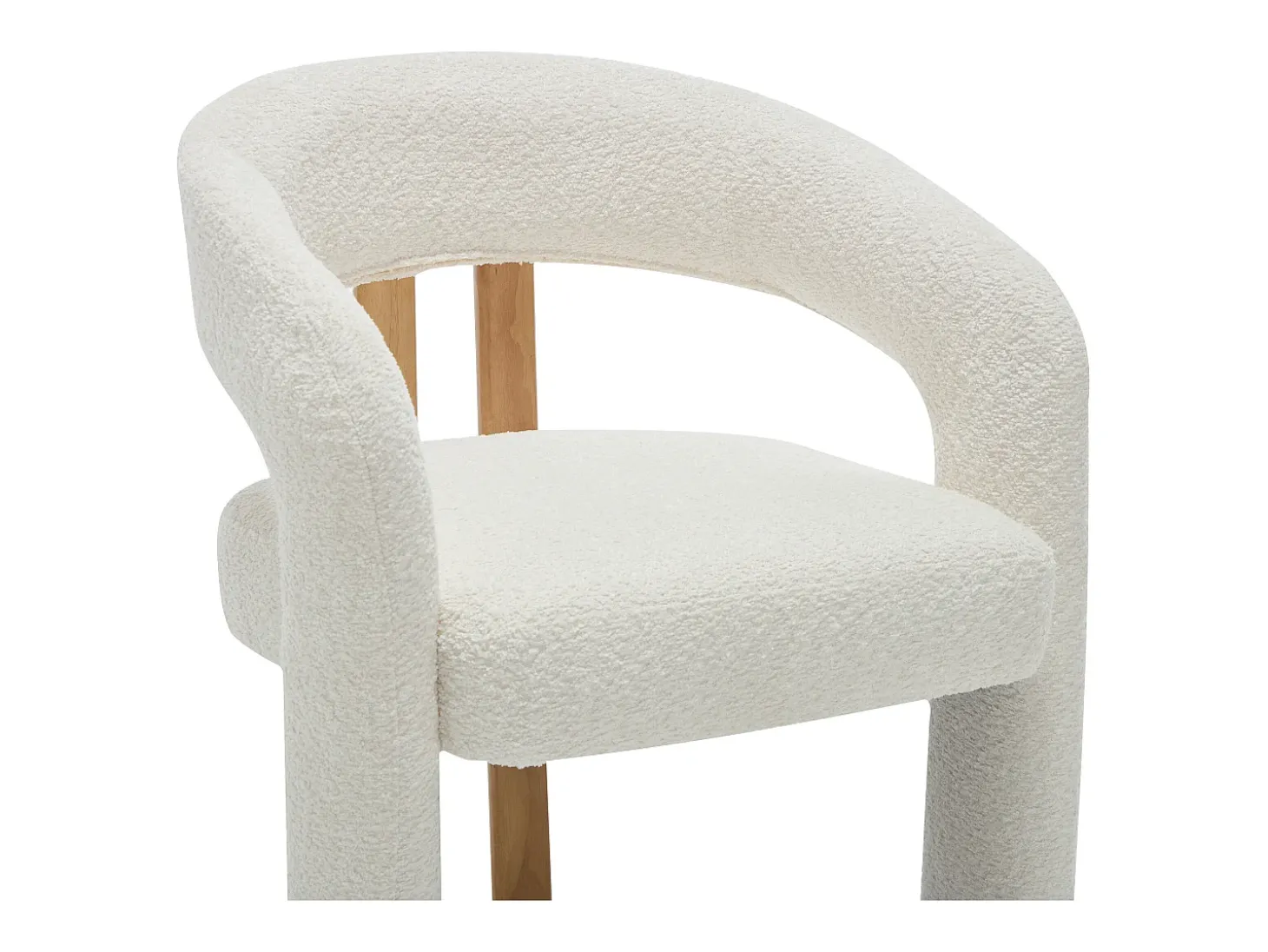 Conjunto de 2 sillas con reposabrazos en tela bouclé y madera de hevea - Blanco - NORETI
