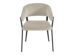 Conjunto de 6 sillas con reposabrazos de tela y metal negro - Beige - AVRELA