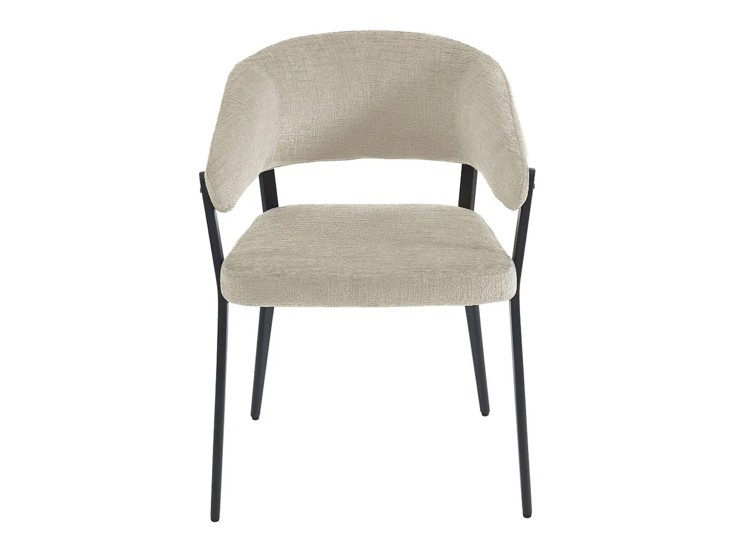 Conjunto de 6 sillas con reposabrazos de tela y metal negro - Beige - AVRELA