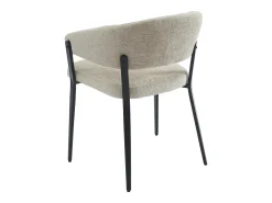 Conjunto de 6 sillas con reposabrazos de tela y metal negro - Beige - AVRELA