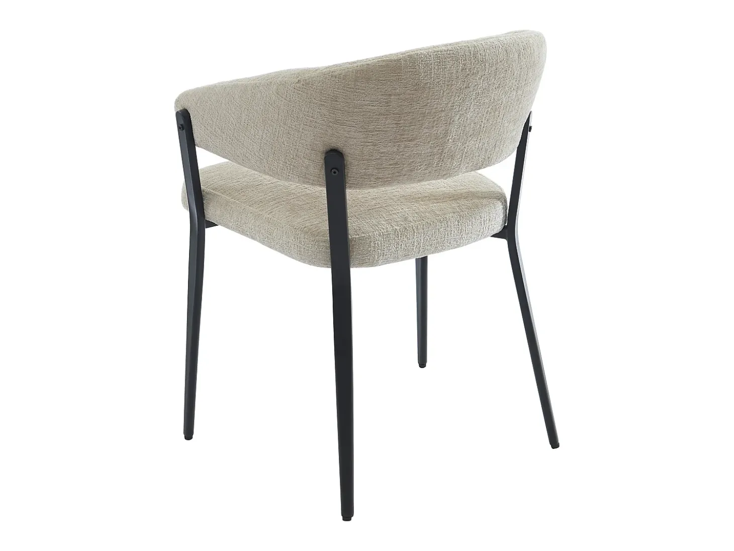 Conjunto de 6 sillas con reposabrazos de tela y metal negro - Beige - AVRELA