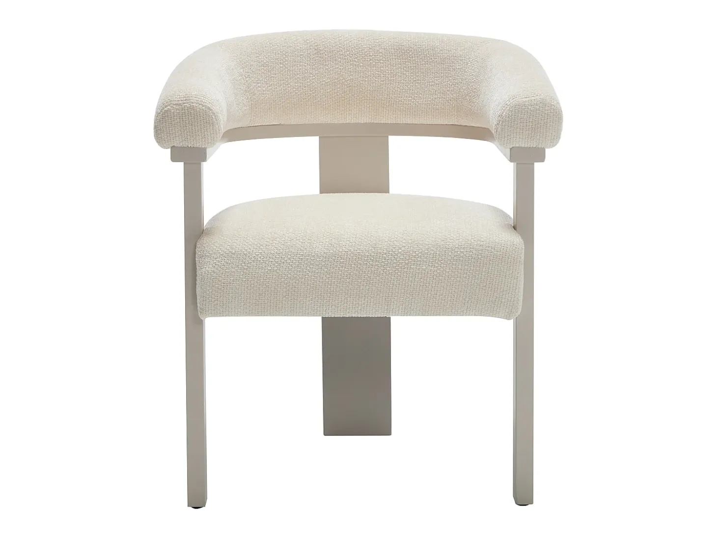 Conjunto de 6 sillas con reposabrazos en tela texturizada y madera de hevea beige - Crema - LIVELIA de Pascal Morabito