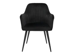 Conjunto de 2 sillas Con reposabrazos de terciopelo y metal negro - Negro - ELEANA