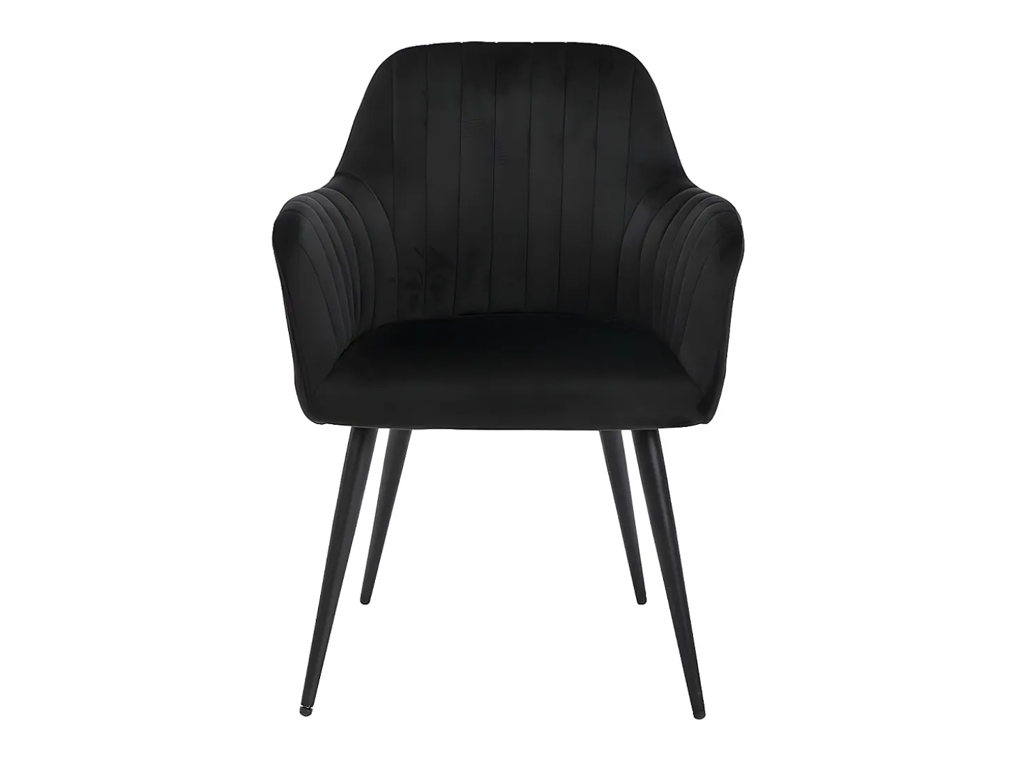 Conjunto de 2 sillas Con reposabrazos de terciopelo y metal negro - Negro - ELEANA