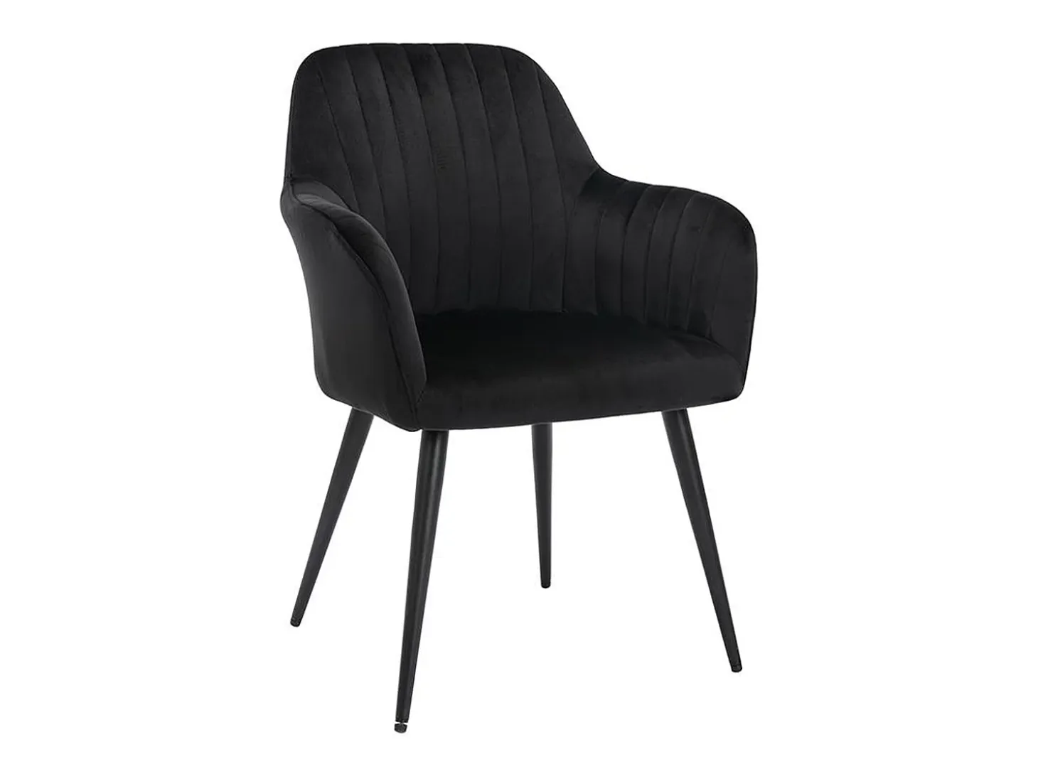 Conjunto de 2 sillas Con reposabrazos de terciopelo y metal negro - Negro - ELEANA