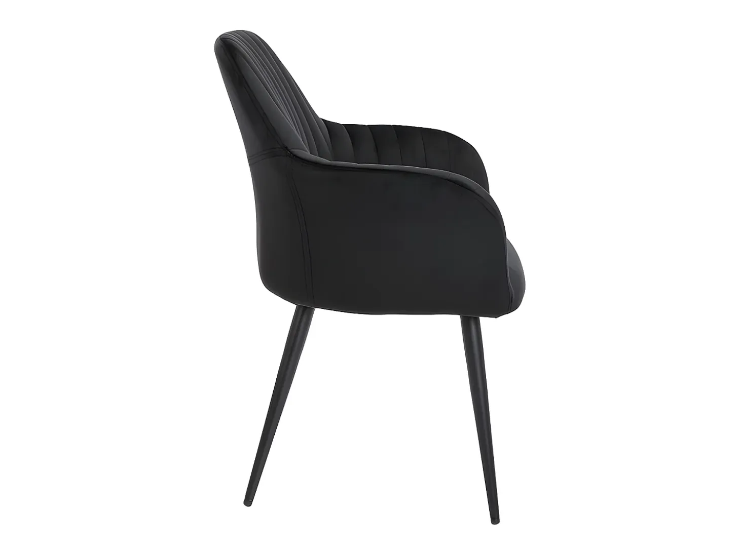 Conjunto de 2 sillas Con reposabrazos de terciopelo y metal negro - Negro - ELEANA