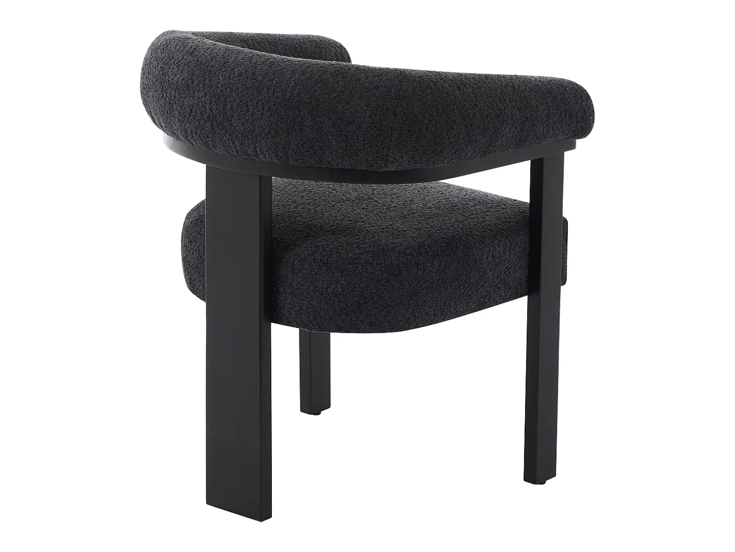 Conjunto de 2 sillas con reposabrazos en tela bouclé y madera de hevea - Negro - LIVELIA