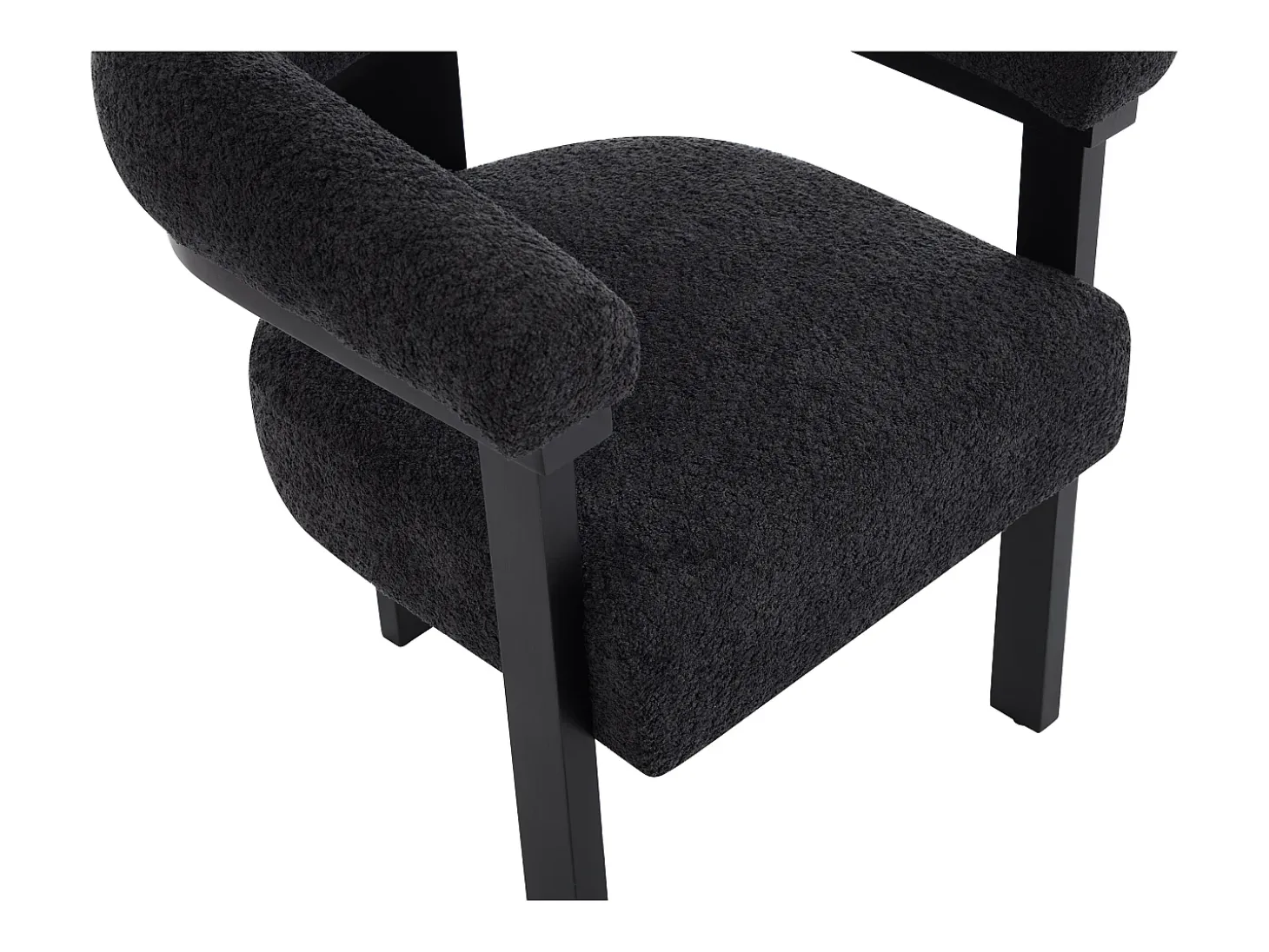Conjunto de 2 sillas con reposabrazos en tela bouclé y madera de hevea - Negro - LIVELIA
