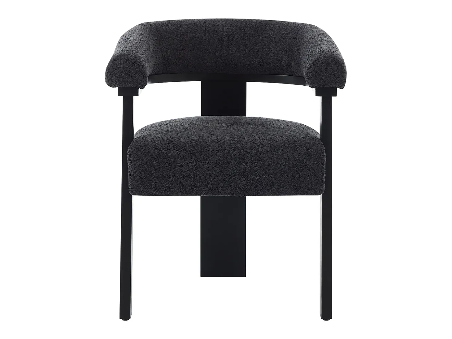 Conjunto de 2 sillas con reposabrazos en tela bouclé y madera de hevea - Negro - LIVELIA