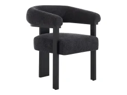 Conjunto de 2 sillas con reposabrazos en tela bouclé y madera de hevea - Negro - LIVELIA
