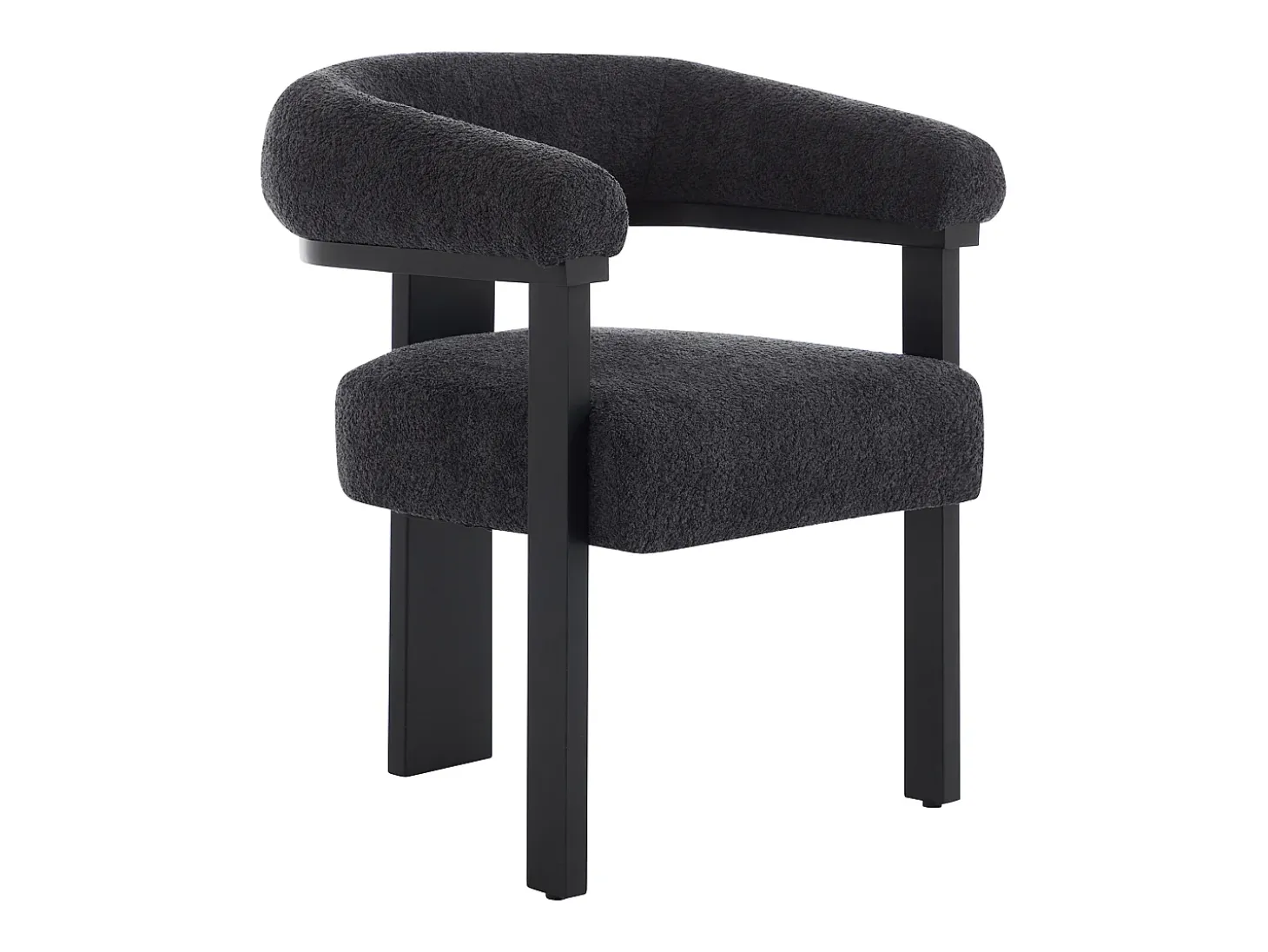 Conjunto de 2 sillas con reposabrazos en tela bouclé y madera de hevea - Negro - LIVELIA
