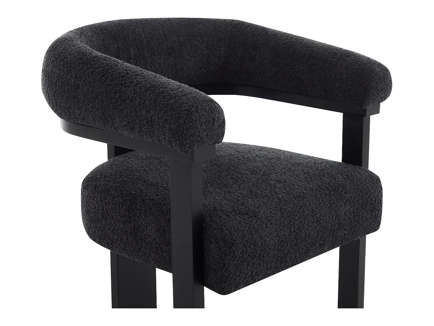 Conjunto de 2 sillas con reposabrazos en tela bouclé y madera de hevea - Negro - LIVELIA