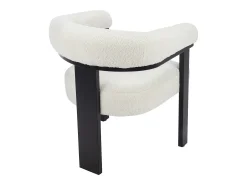 Conjunto de 6 sillas con reposabrazos en tela bouclé y madera de hevea - Blanco y negro - LIVELIA