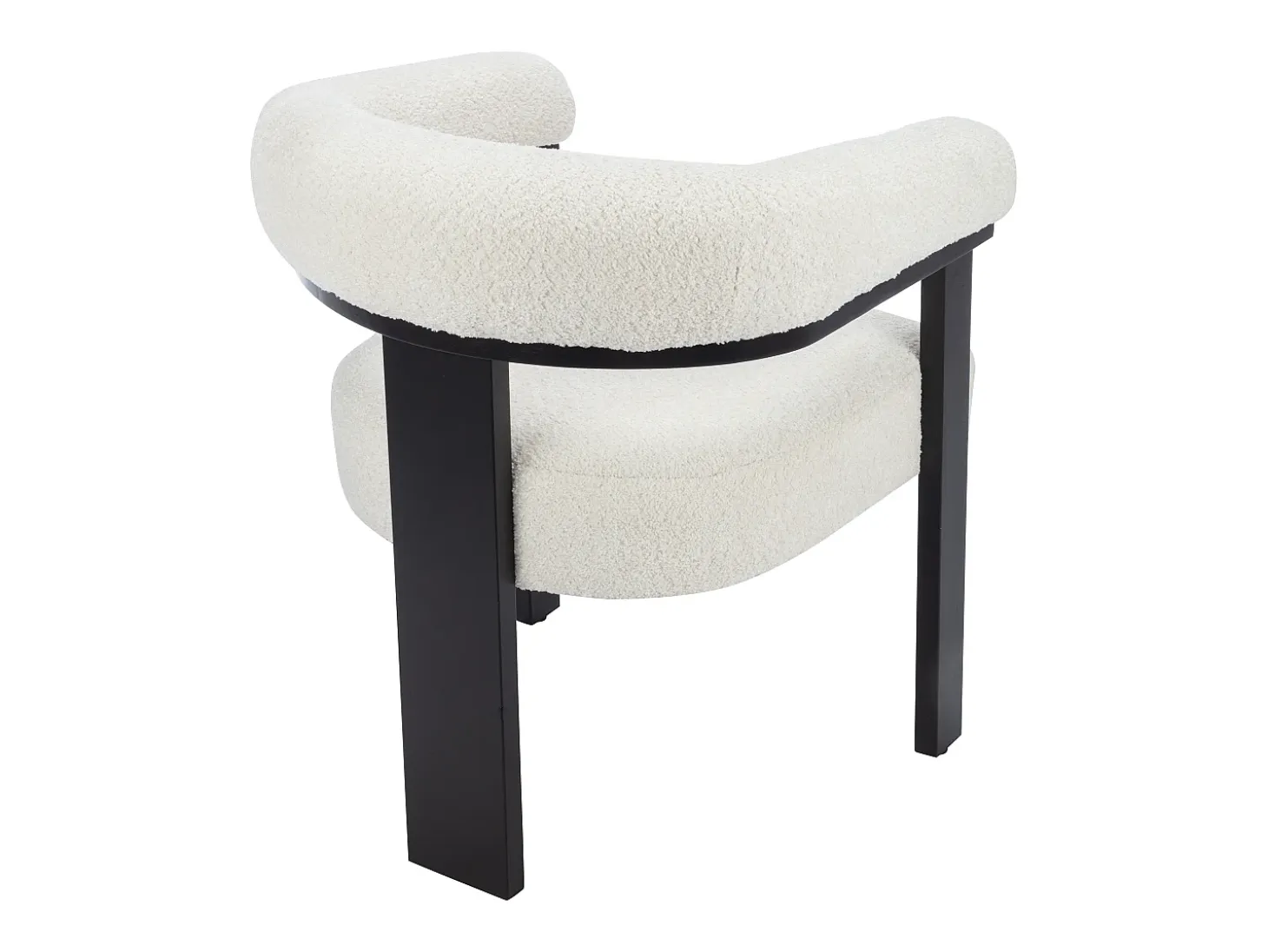 Conjunto de 6 sillas con reposabrazos en tela bouclé y madera de hevea - Blanco y negro - LIVELIA
