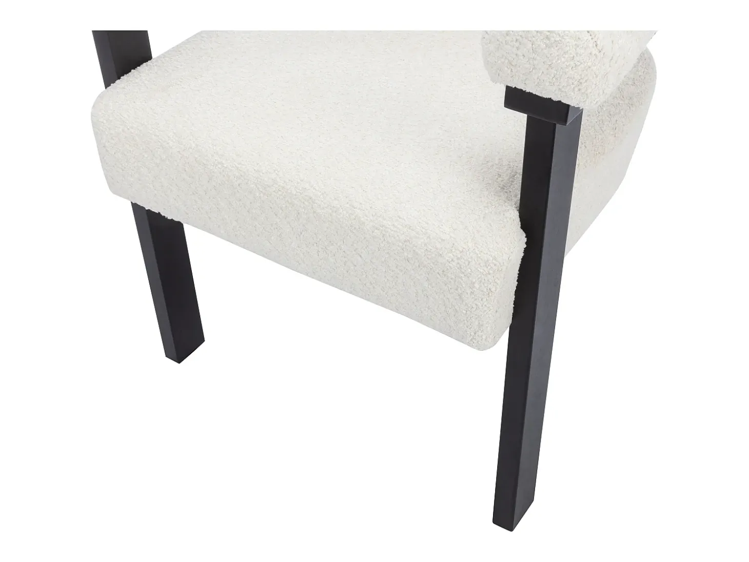 Conjunto de 6 sillas con reposabrazos en tela bouclé y madera de hevea - Blanco y negro - LIVELIA