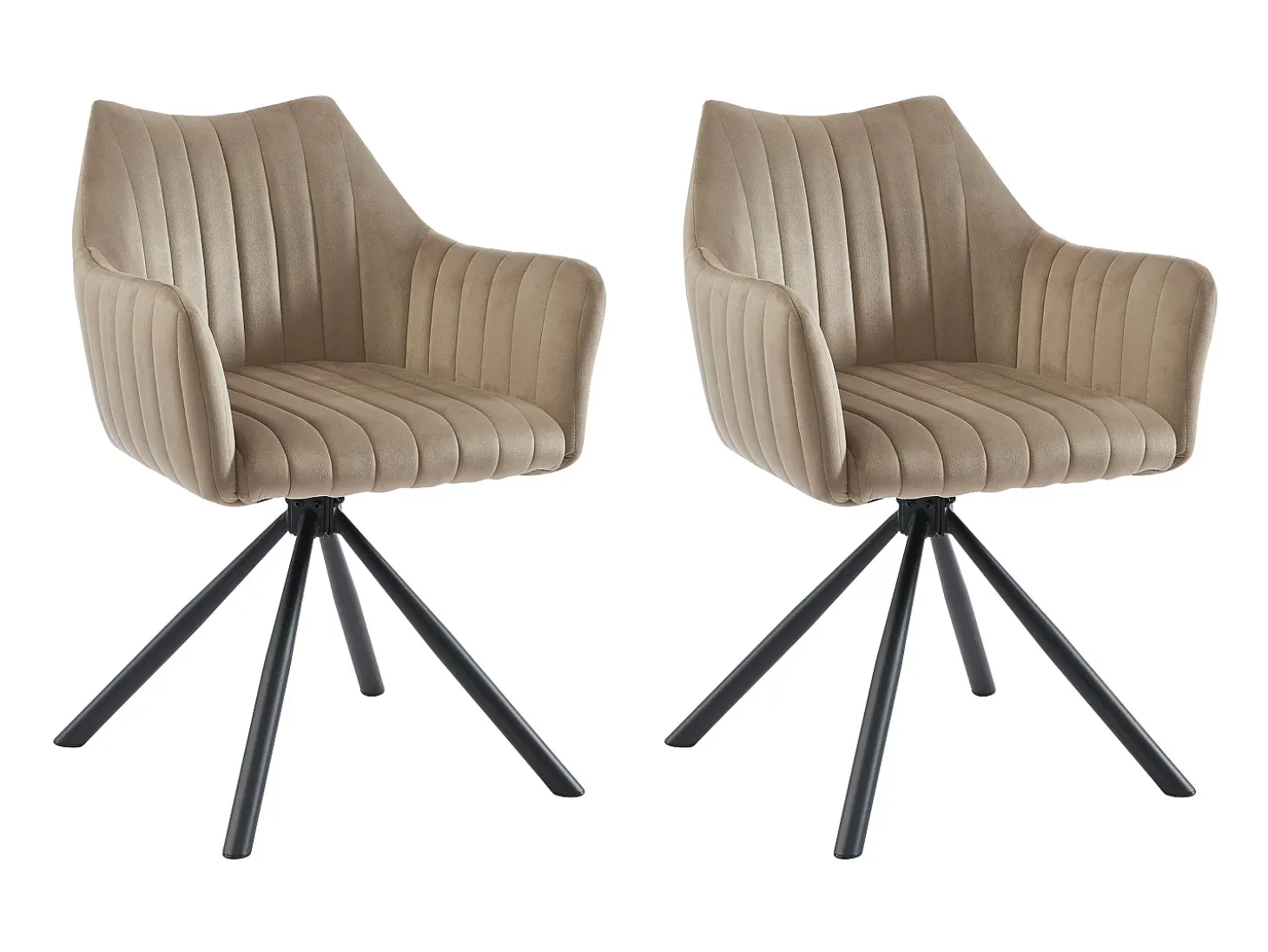 Conjunto de 2 sillas con reposabrazos en terciopelo y metal - beige - IZIALI