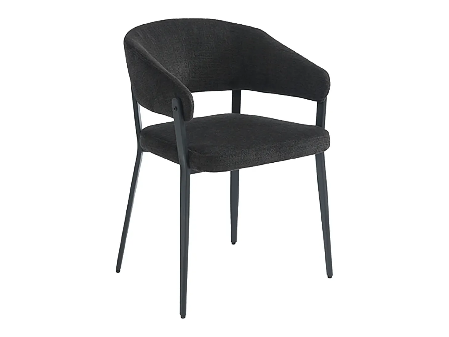 Conjunto de 6 sillas con reposabrazos de tela y metal - Negro - AVRELA