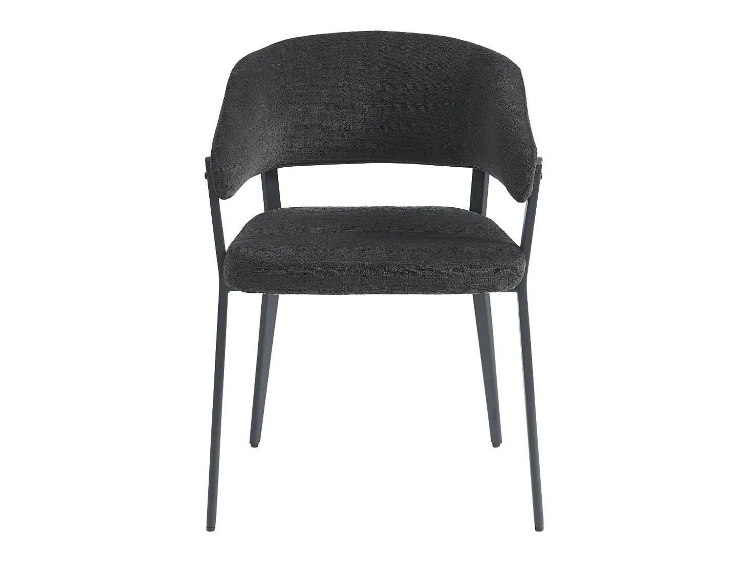 Conjunto de 6 sillas con reposabrazos de tela y metal - Negro - AVRELA