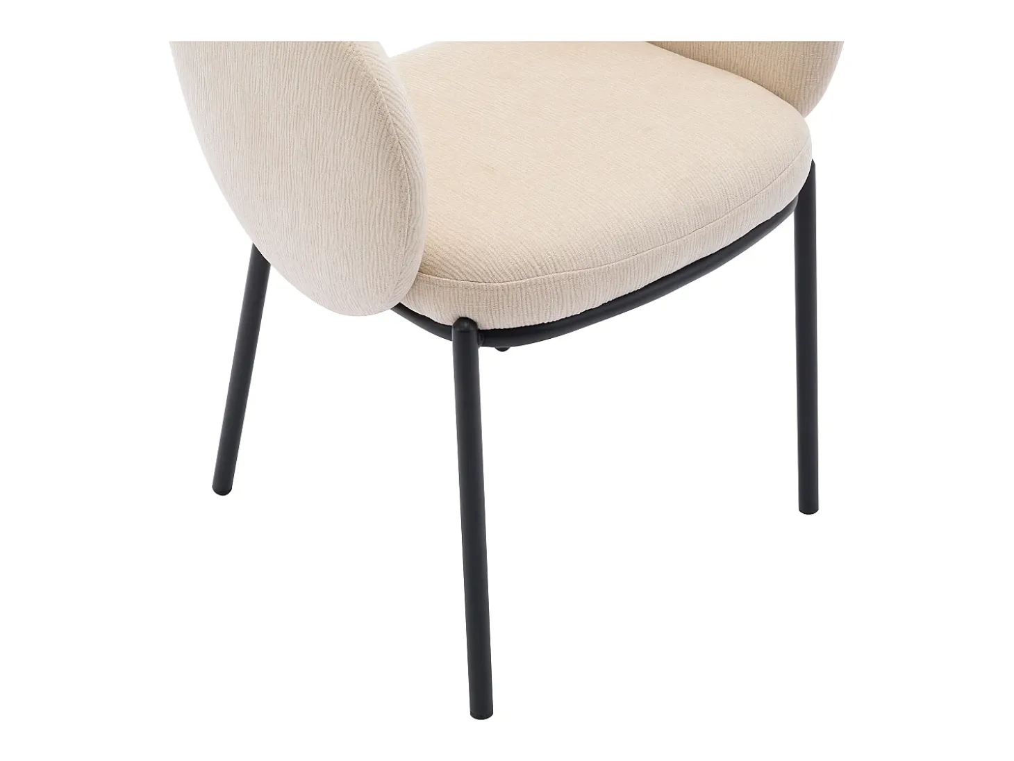 Conjunto de 6 sillas con reposabrazos en tejido texturizado y metal negro - Beige - ACACILIO