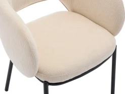 Conjunto de 6 sillas con reposabrazos en tejido texturizado y metal negro - Beige - ACACILIO