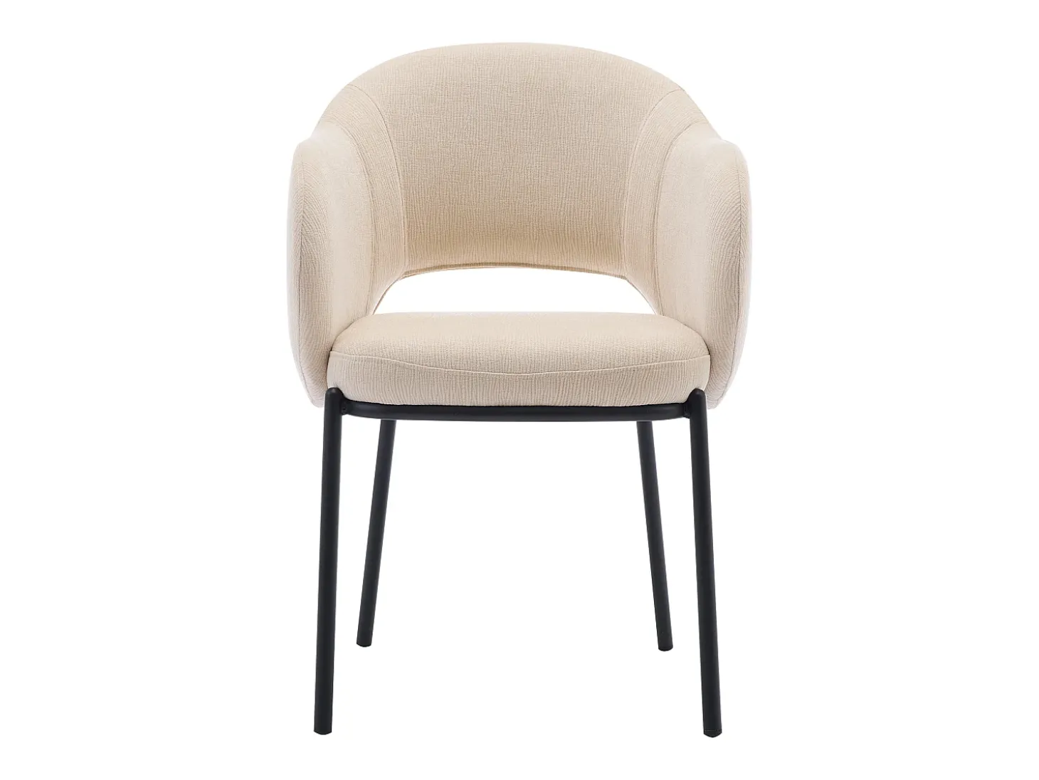 Conjunto de 6 sillas con reposabrazos en tejido texturizado y metal negro - Beige - ACACILIO